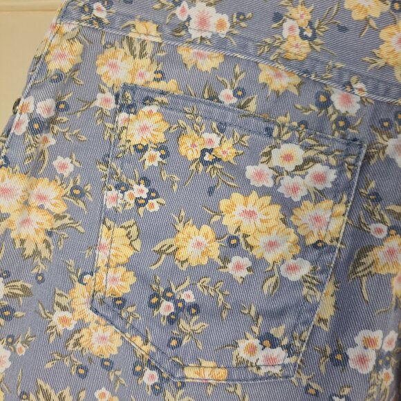 Stefano International Blue Denim Floral High Waist Vintage Sz 14 Y2K Shorts - Picture 6 of 11
